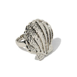 Anel Concha Prateado