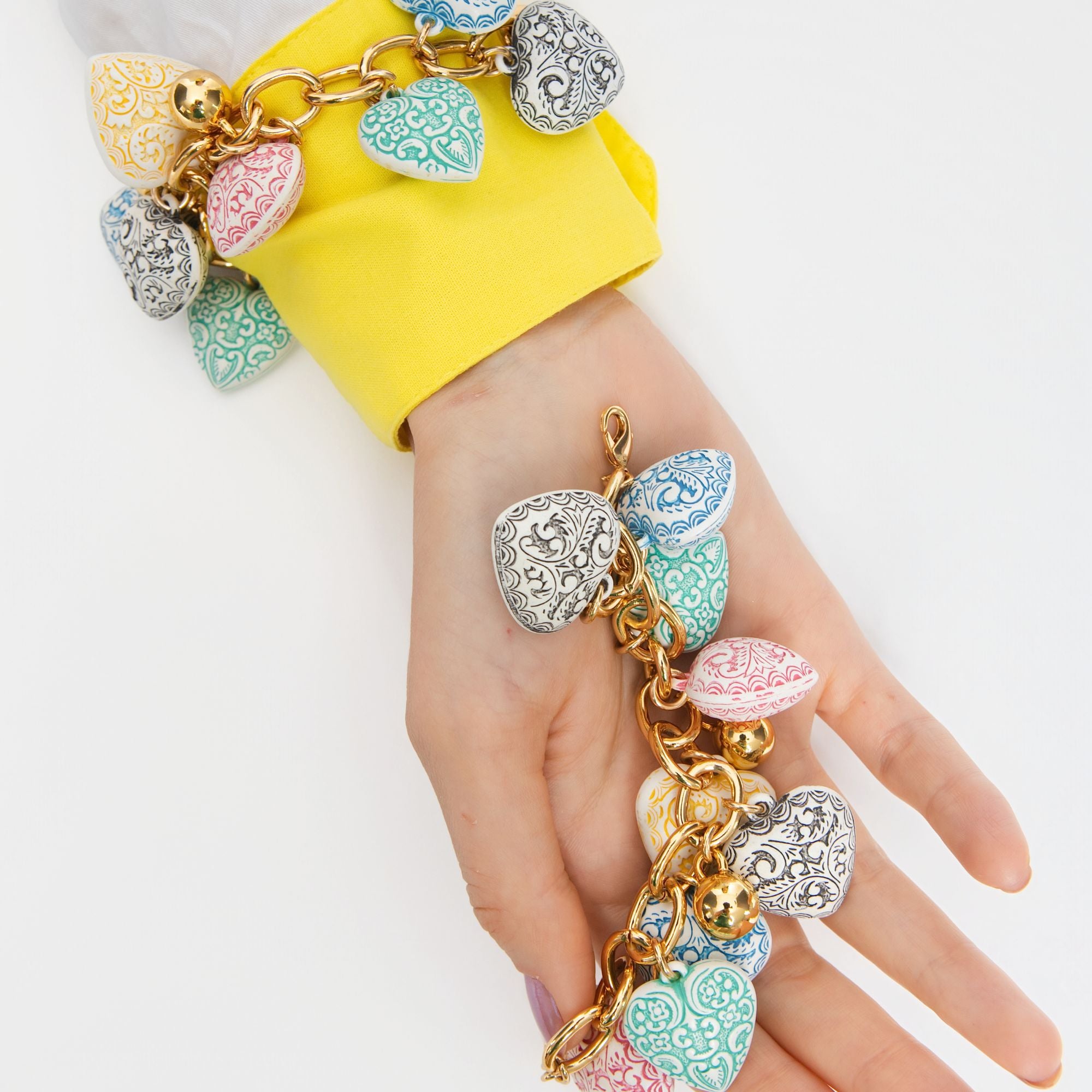 Pulseira Corrente Pop Love Color | dourado | metal com banho, metal esmaltado e corrente metálica | Ene Ene
