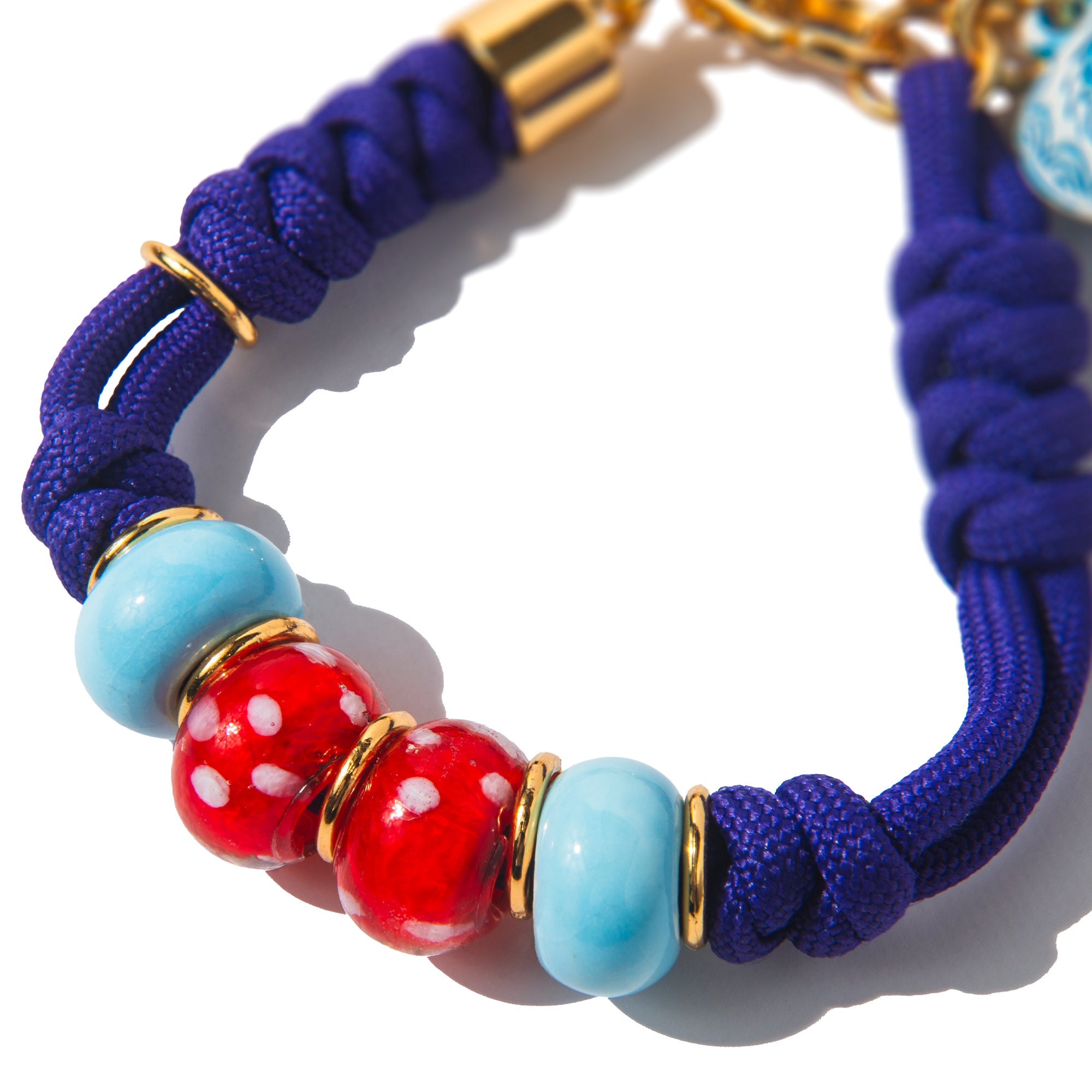 Pulseira Corda Pop Love Blu | azul | corda náutica, metal com banho e metal esmaltado | Ene Ene