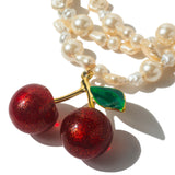 Colar Triplo Pérola Cerejão Folha Verde | verde | pérolas e resina premium | Ene Ene