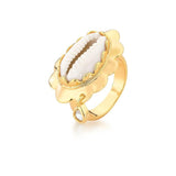 Anel Búzios Cristal Gota Dourado