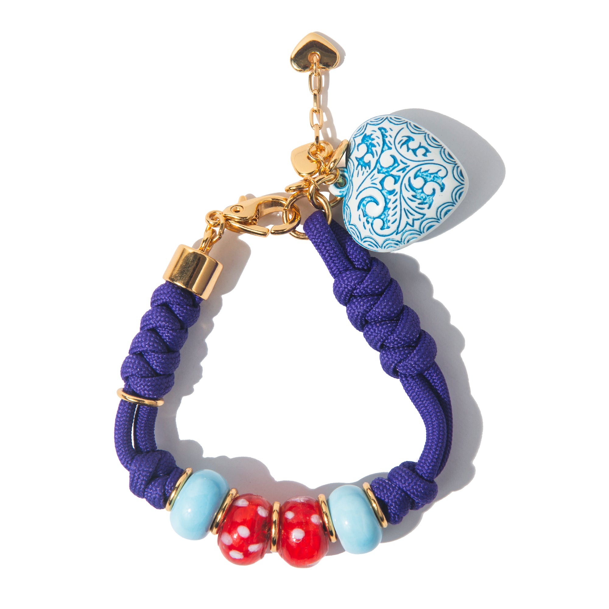 Pulseira Corda Pop Love Blu | azul | corda náutica, metal com banho e metal esmaltado | Ene Ene
