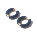 Brinco Argola Esmaltada Azul Escuro Runa