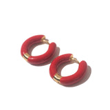Brinco Argola Esmaltada Vermelho Pell