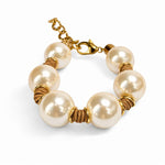 Pulseira Pérolas 22MM Allure M | dourado | pérolas e corrente metálica | Ene Ene