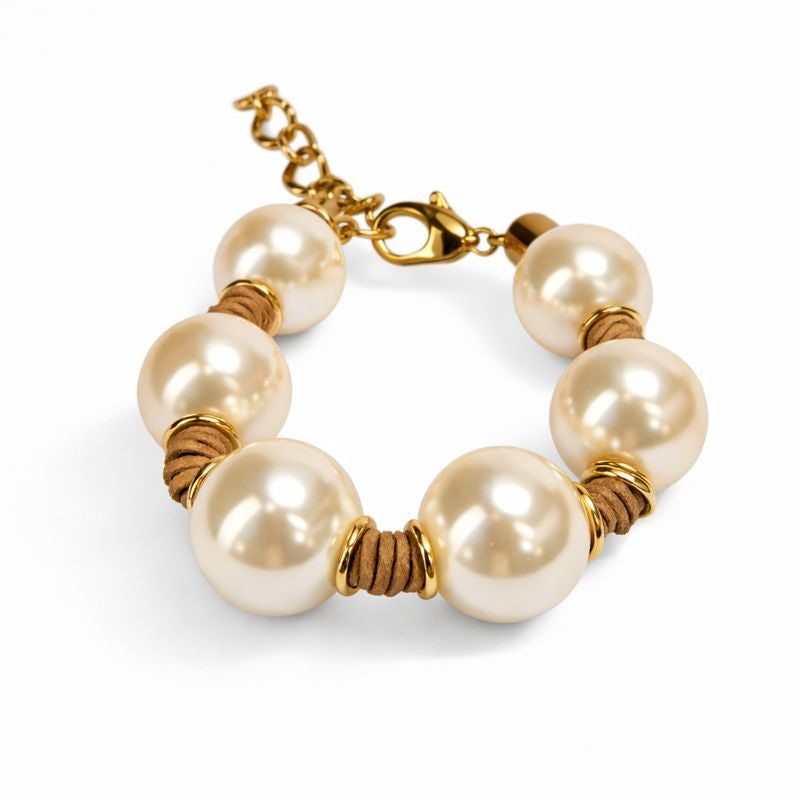 Pulseira Pérolas 22MM Allure M | dourado | pérolas e corrente metálica | Ene Ene