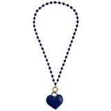 Colar Contrapinado Coração Azul Escuro
