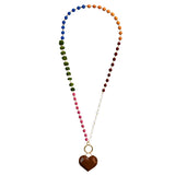 Colar Contrapinado Coração Marrom