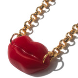 Colar Corrente Beijo Vermelho