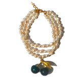 Colar Triplo Pérola Cerejão Verde