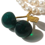 Colar Triplo Pérola Cerejão Verde