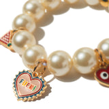 Pulseira Namorados Pérola Pingentes